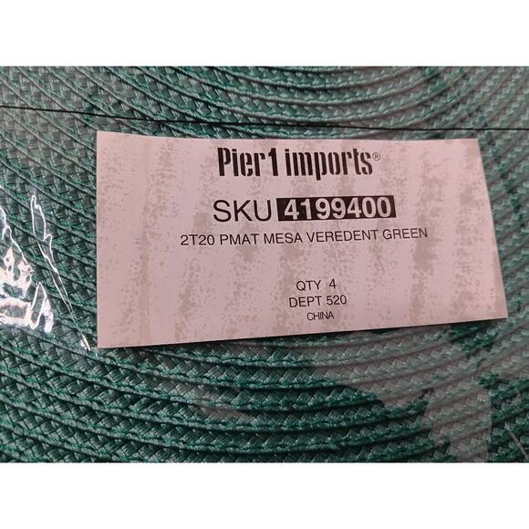 New Pier 1 Imports Set of 4 Placemats Mesa Verdent Green Round Braided 15" - Picture 4 of 8